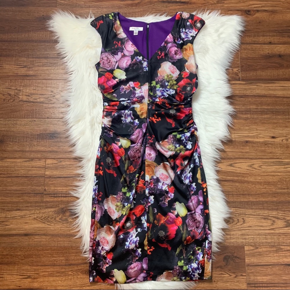 Ivy & Blue by Maggy Boutique Black Floral Formal Dress Size 6 EUC Vintage Style